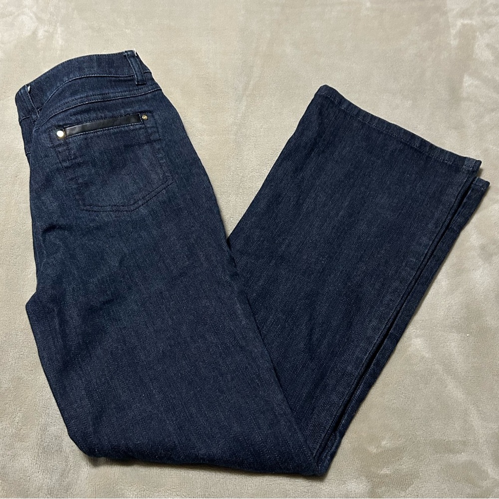Jones New York‎ Faux Leather Trimmed Bootcut Jeans